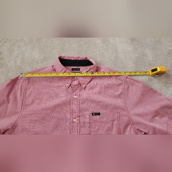 CHAPS MENS EASY CARE PINK CHECKERED SHORT SLEEVES CASUAL DRESS SHIRT SZ MEDIUM M - Picture 5 of 7